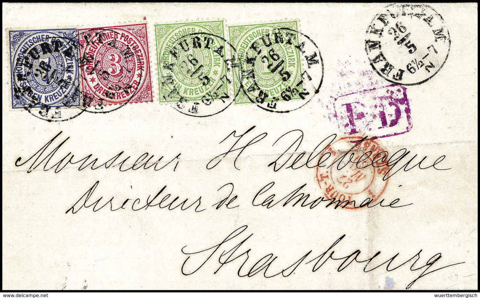 7 Kr., Mischfrankatur Mit Ausgabe 1869, Zweimal 1 Kr. Bläulichgrün Und 3 Kr. Rosa, Kab.-Stücke Auf Schönem Weißem Faltbr - Other & Unclassified