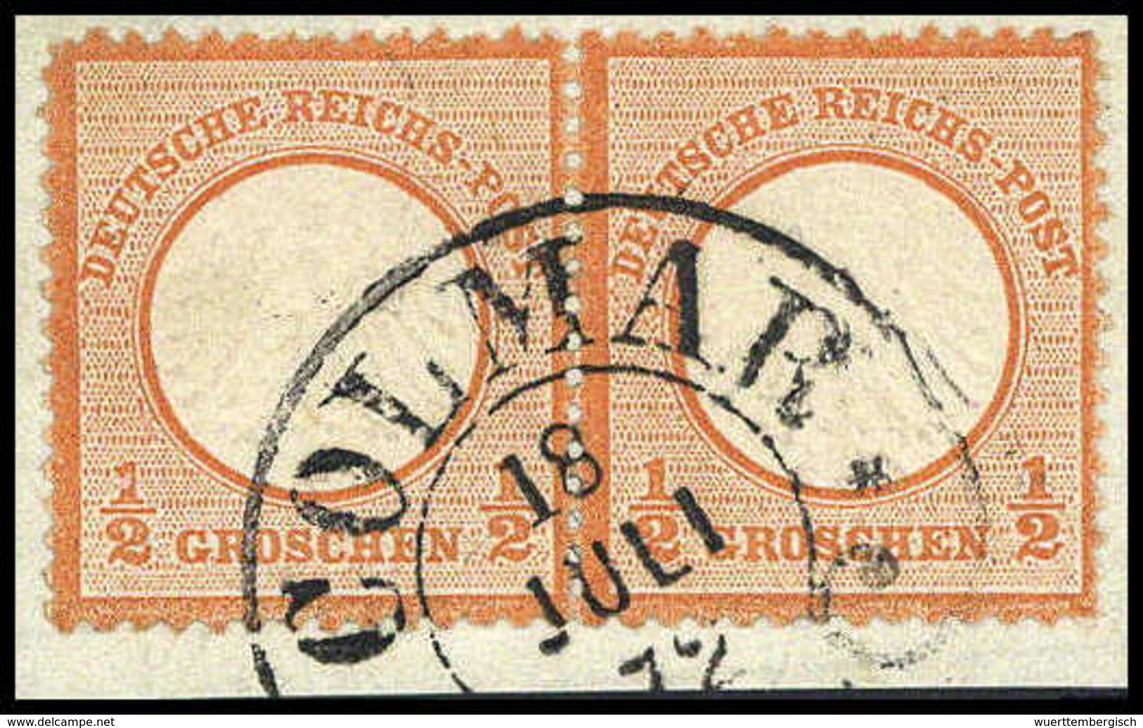 Briefst. ½ Gr., Waagr. Luxuspaar Auf Bfstk. Mit Klarem Hufeisenstpl. COLMAR.<br/><b>Katalogpreis: 140,-+</b> (Michel: 3( - Other & Unclassified