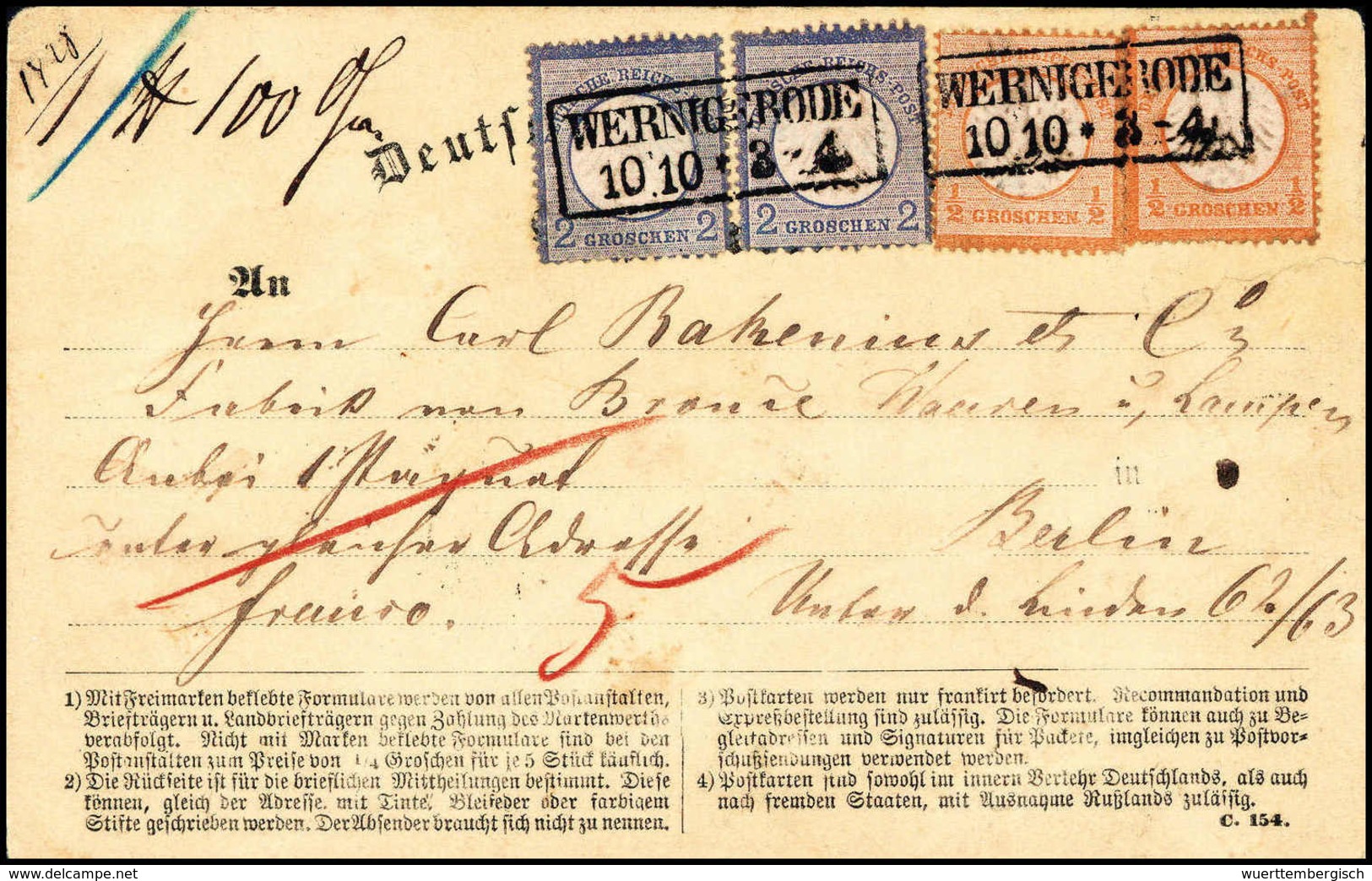 Beleg 2 Gr., Zwei Exemplare In Mischfrankatur Mit April 1872, ½ Gr. Orange Und Juni 1872, ½ Gr. Orange, Gr. Schild, Auf  - Autres & Non Classés