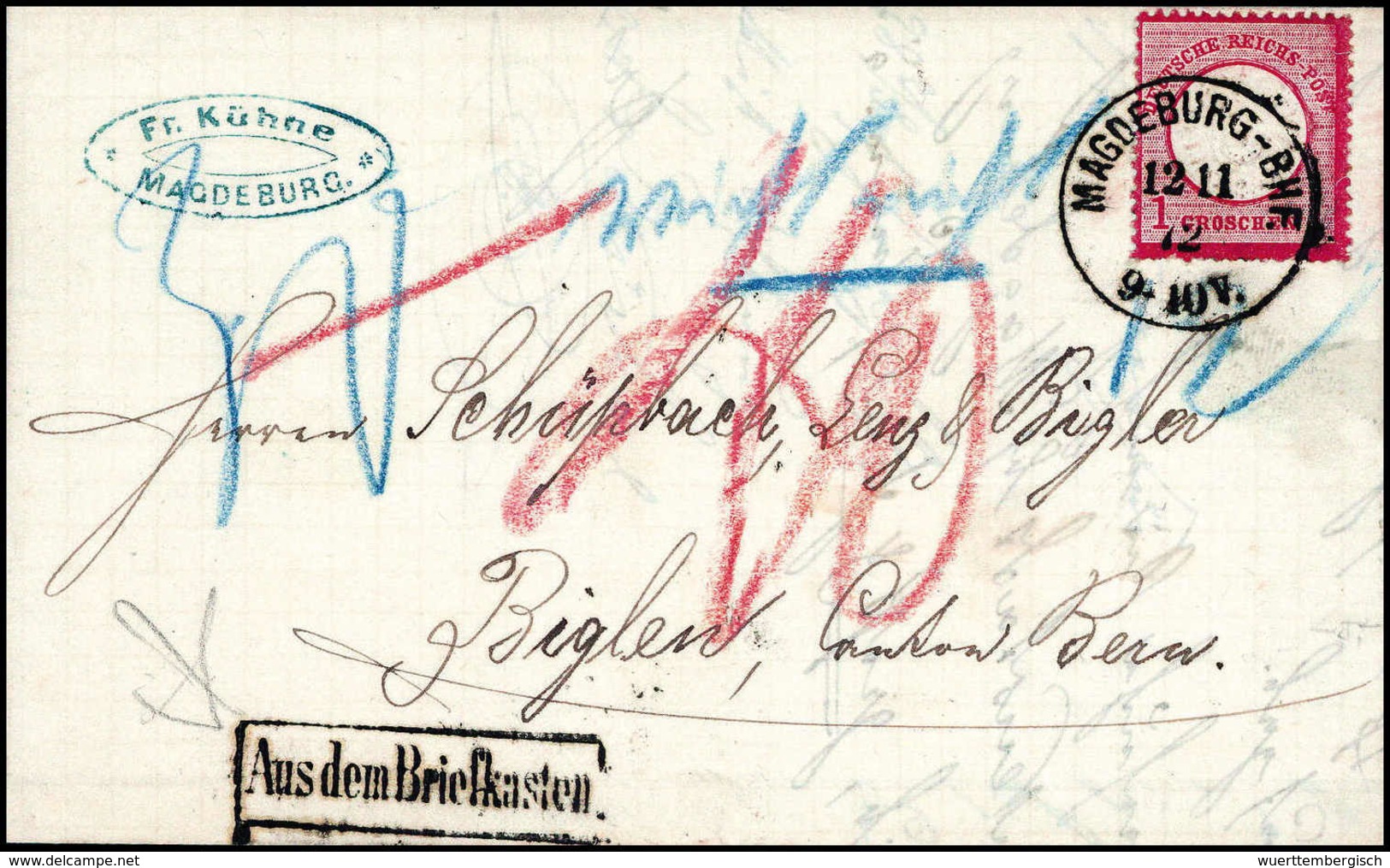 1 Gr., Einzelfrankatur (Zhg. Unten Etwas Stumpf) Mit K1 MAGDEBURG-BHF. 12/11 72 Auf Mehrfach Nachtaxiertem Brief In Die  - Autres & Non Classés