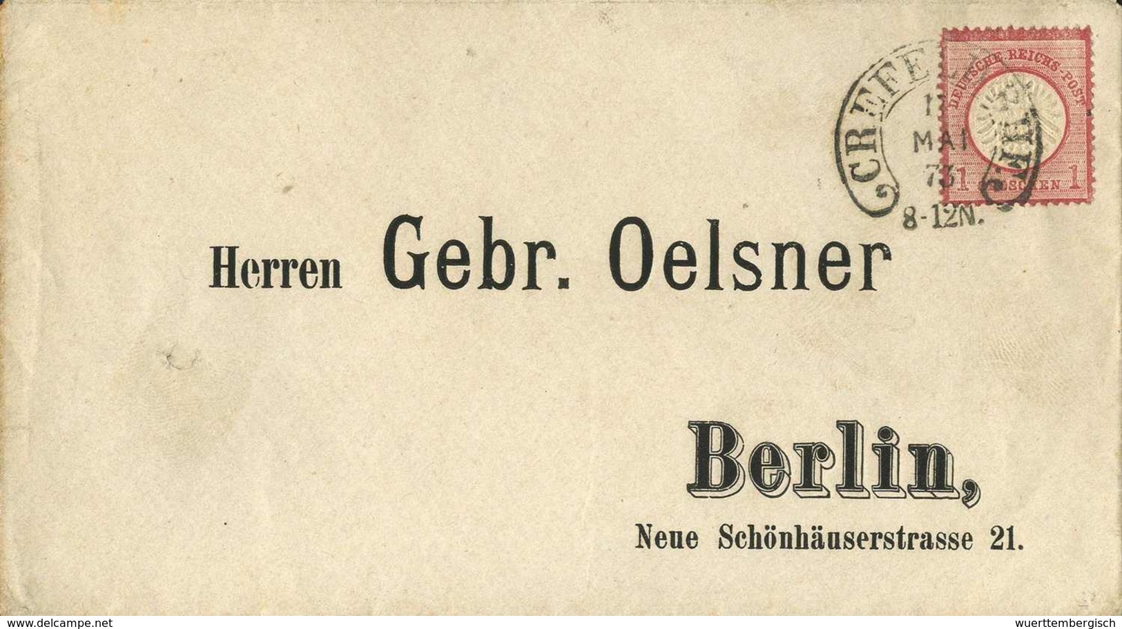 Beleg 1 Gr., Besonders Schöner Luxus-Vordruckbrief Mit Seltenem Hufeisenstpl. CREFELD BHF 11/5 73 (Sp.6-8). (Michel: 19) - Autres & Non Classés