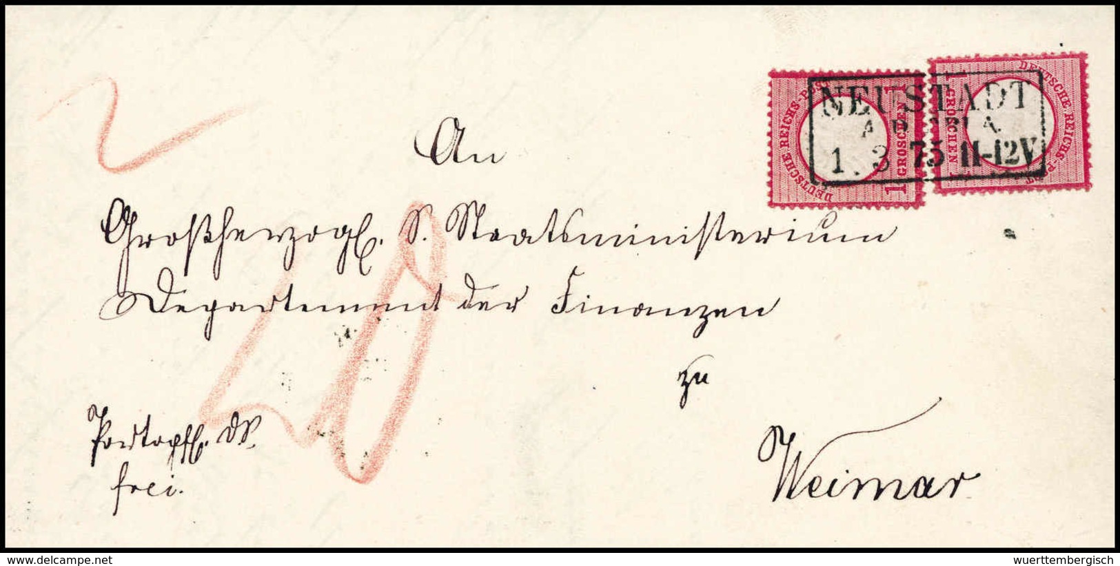 1 Gr., Zwei Exemplare Auf Luxusbrief In Der 2.Gewichtsstufe Mit Stempel NEUSTADT/ORLA 1/3 75. (Michel: 19(2)) - Autres & Non Classés