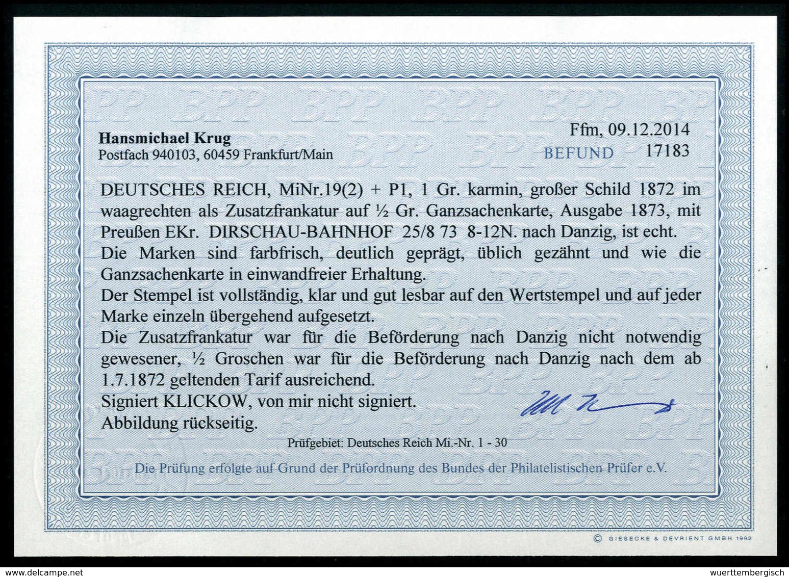 Beleg 2½-Gr.-Inlands-Postkarte: 1 Gr., Waagr. Luxuspaar Als Zusatzfrankatur Auf Ganzsachenkarte ½ Gr. Braun Nach Danzig, - Autres & Non Classés