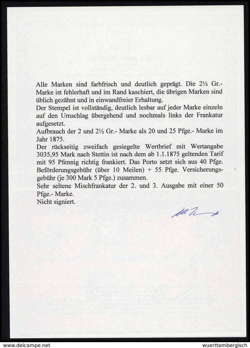 Beleg Dreifache Währungs-Mischfrankatur: 2 Gr., Mischfrankatur Mit Ausgabe 1874, 2½ A. 2½ Gr. Braunorange (am Rand Fehle - Altri & Non Classificati