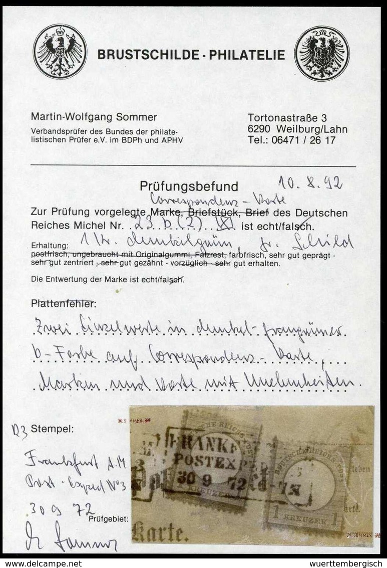 Beleg 1 Kr., Zwei Exemplare Auf Seltenem Reichspost-Postkartenformular Nach Leipzig, R3 FRANKFURT A.M. POSTEXPED.No.3 30 - Autres & Non Classés