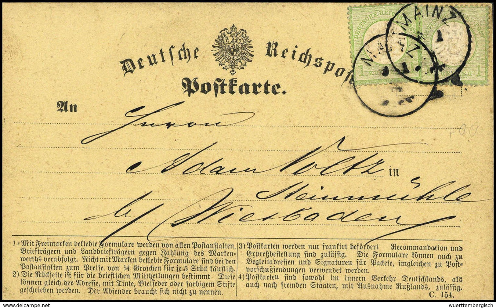 Beleg 1 Kr., Plf. V, Zusammen Mit Normalmarke Auf Schöner Postkarte Mit K1 MAINZ 9/1 74, Fotoattest Krug BPP.<br/><b>Kat - Autres & Non Classés