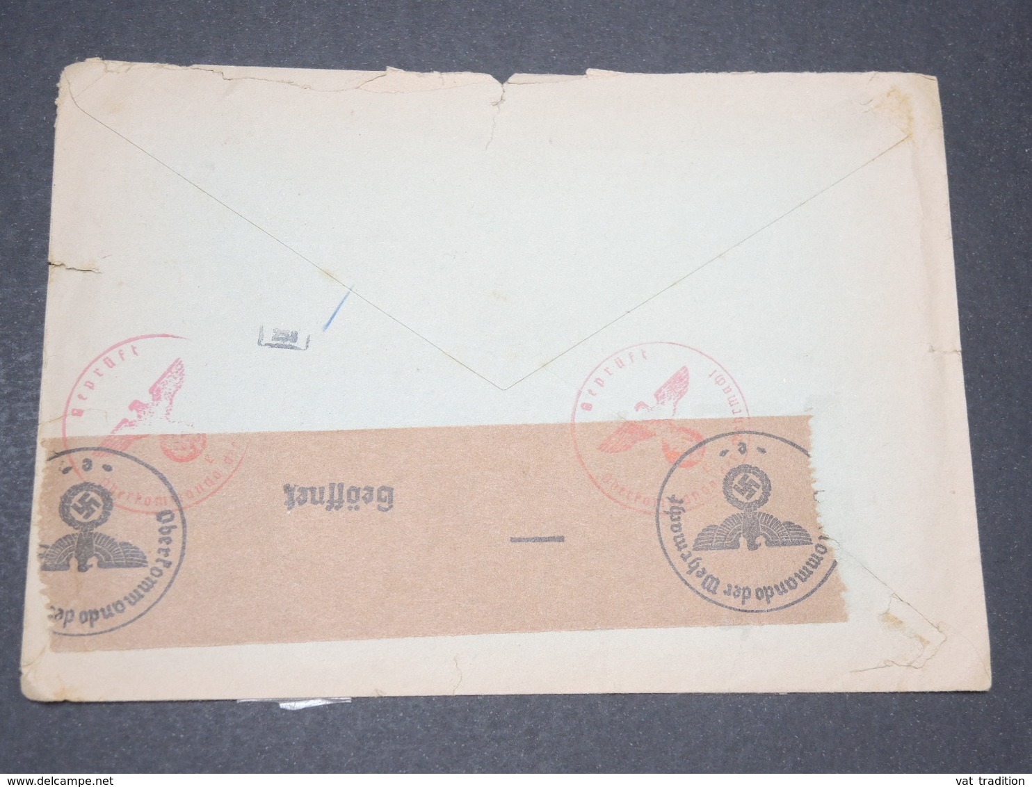 ALLEMAGNE - Enveloppe De Gaggenau Pour La France En 1942 Avec Contrôle Postal - L 14301 - Lettres & Documents