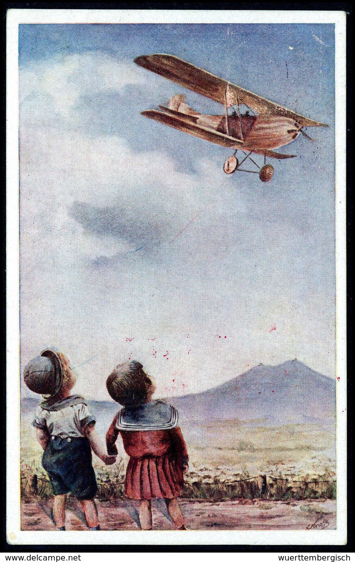 Beleg 1924, LUFTFAHRT GÖRLITZ, Farbige Flug-Vignette Mit Flugpost 5 Und 10 Pfg. Auf Tadelloser Sonderkarte Mit Stempel G - Other & Unclassified