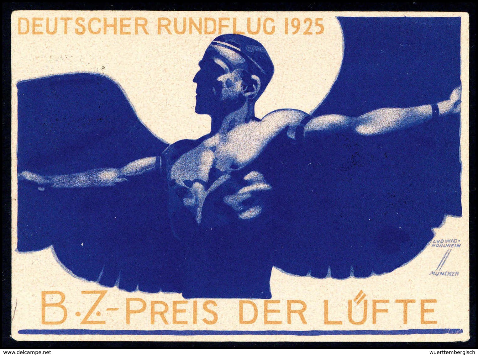 Beleg BERLIN DEUTSCHER RUNDFLUG 8/6 25, Tadellose Sonderkarte "Preis Der Lüfte" Mit Violettem Stempel "Bad. Luftverkehrs - Other & Unclassified