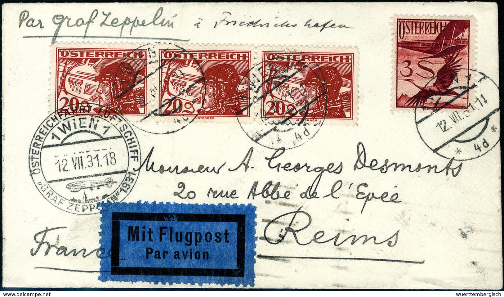 Beleg 1931, Österreichfahrt, Tadelloser Brief Mit Österreich-Frankatur Nach Frankreich. (Michel: Si.117A) - Autres & Non Classés