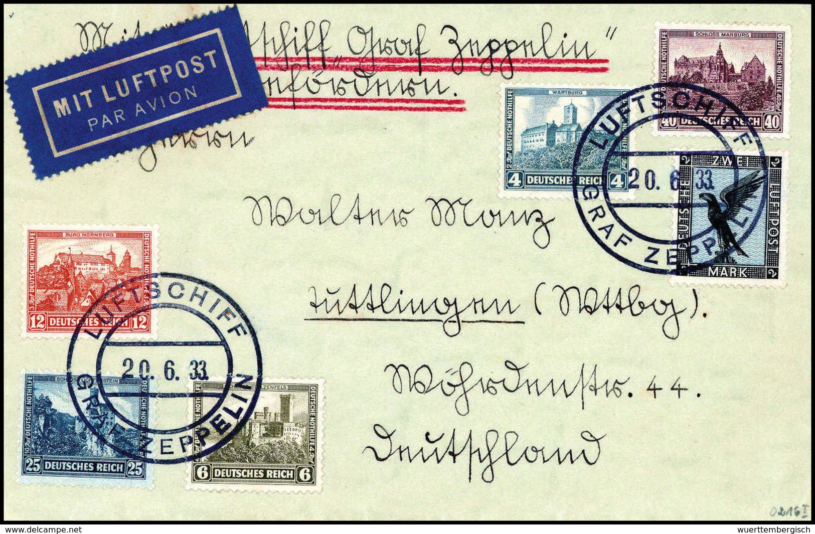 Beleg 1933, Kurzfahrt In Die Schweiz, Tadelloser Brief Mit Flugpost 2 Mk. Und Nothilfe 1932. (Michel: Si.0216I) - Autres & Non Classés