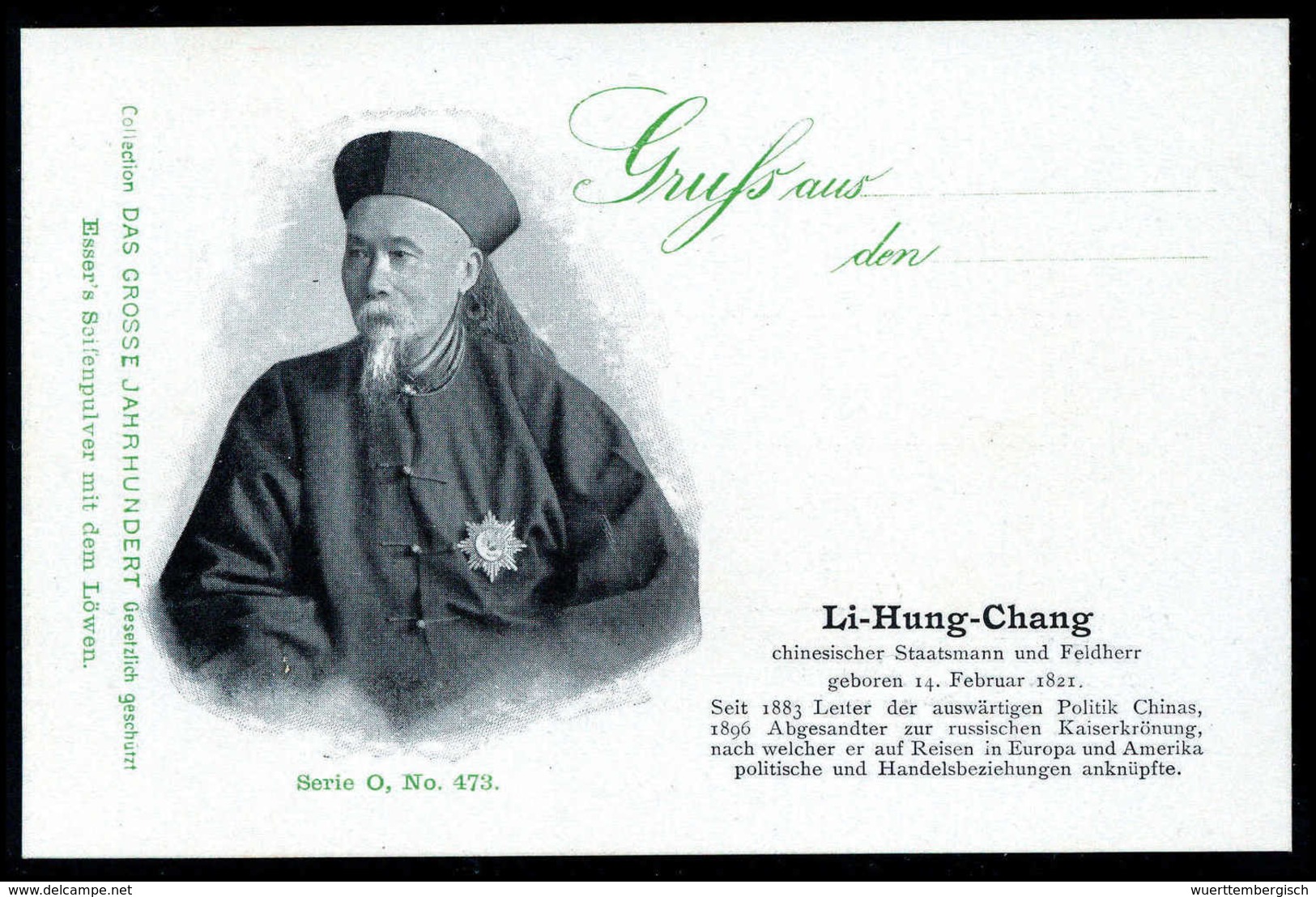 Beleg (1900), "Li-Hung-Chang, Chinesischer Staatsmann Und Feldherr", Seltene Foto-AK. - Autres & Non Classés