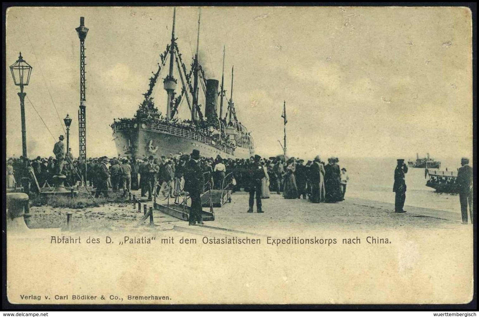 Beleg 1900, "Abfahrt Dampfer Palatia Mit Dem Ostasiatschen Expeditionscorps Nach China", Seltene Foto-AK. - Autres & Non Classés