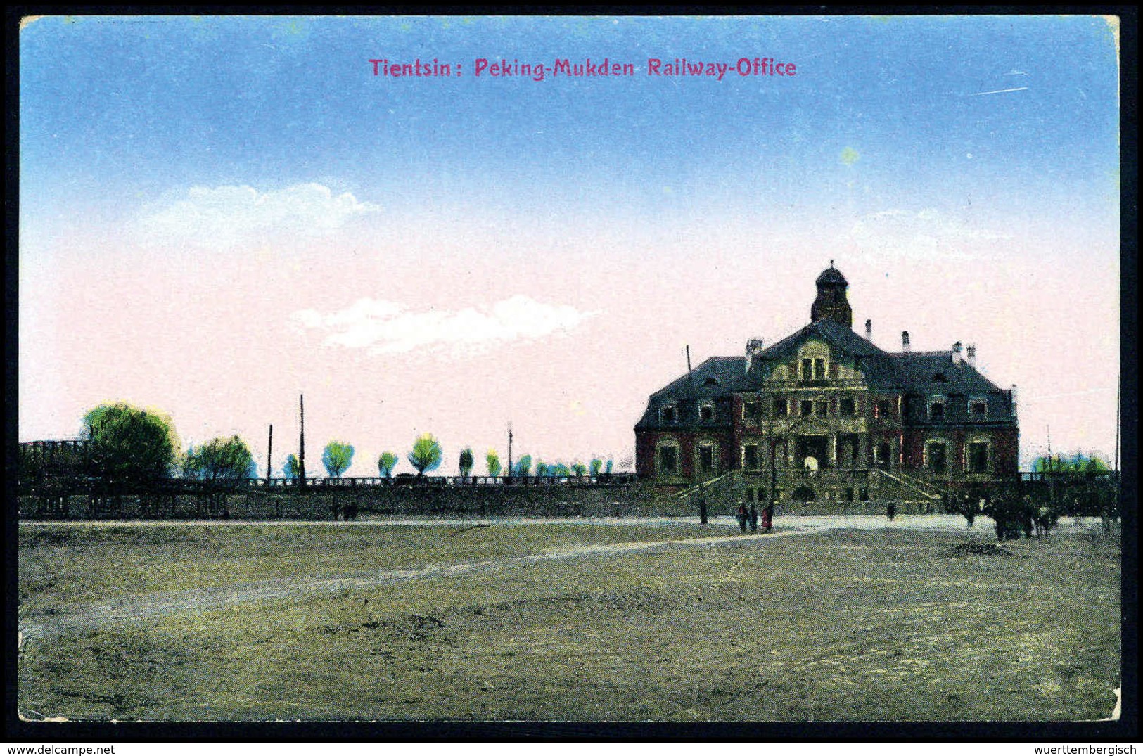 Beleg (1905), "Tientsin, Bahnhof Peking-Mukden", Schöne Farbige Foto-AK. - Autres & Non Classés