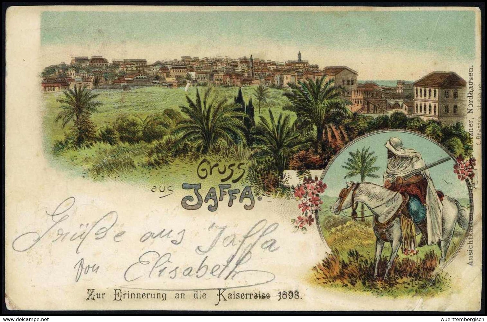Beleg Türkei: 1898, "Gruß Aus Jaffa", Schöne Farblitho-AK. - Otros & Sin Clasificación