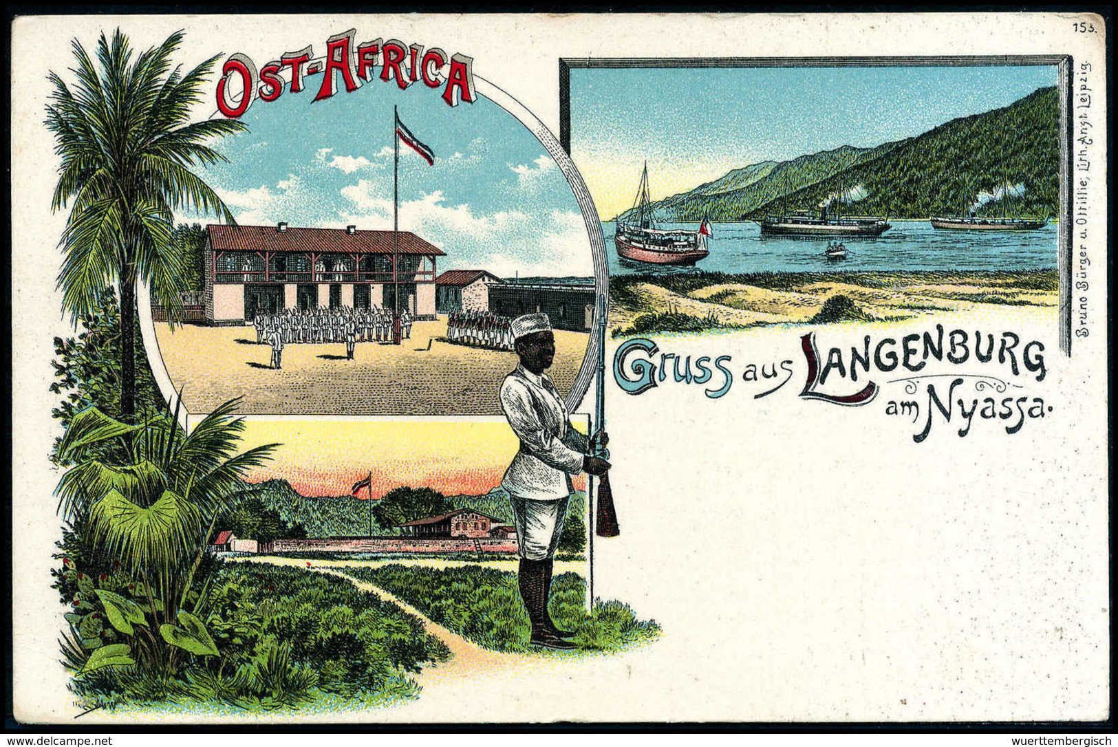 Beleg Ostafrika: (1898), "Gruß Aus Langenburg Am Nyassa", Seltene, Dekorat. Farblitho-AK. - Altri & Non Classificati