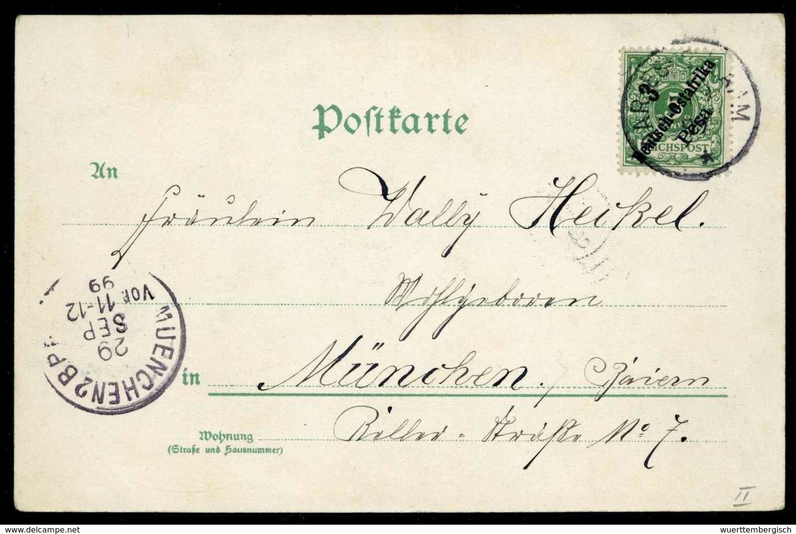 Beleg 1899, "Gruß Aus Saadani", Seltene Und Besonders Schöne Farblitho-Postkarte 3 P. (Michel: 7) - Altri & Non Classificati