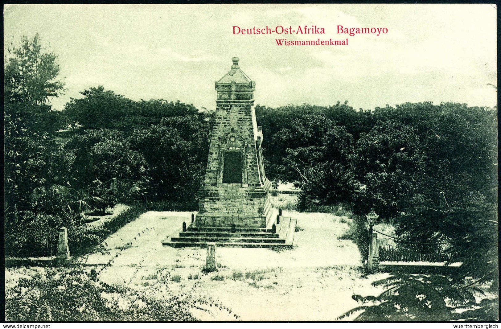 Beleg (1910), "Wissmann-Denkmal, Bagamoyo", Schöne Foto-AK. - Autres & Non Classés