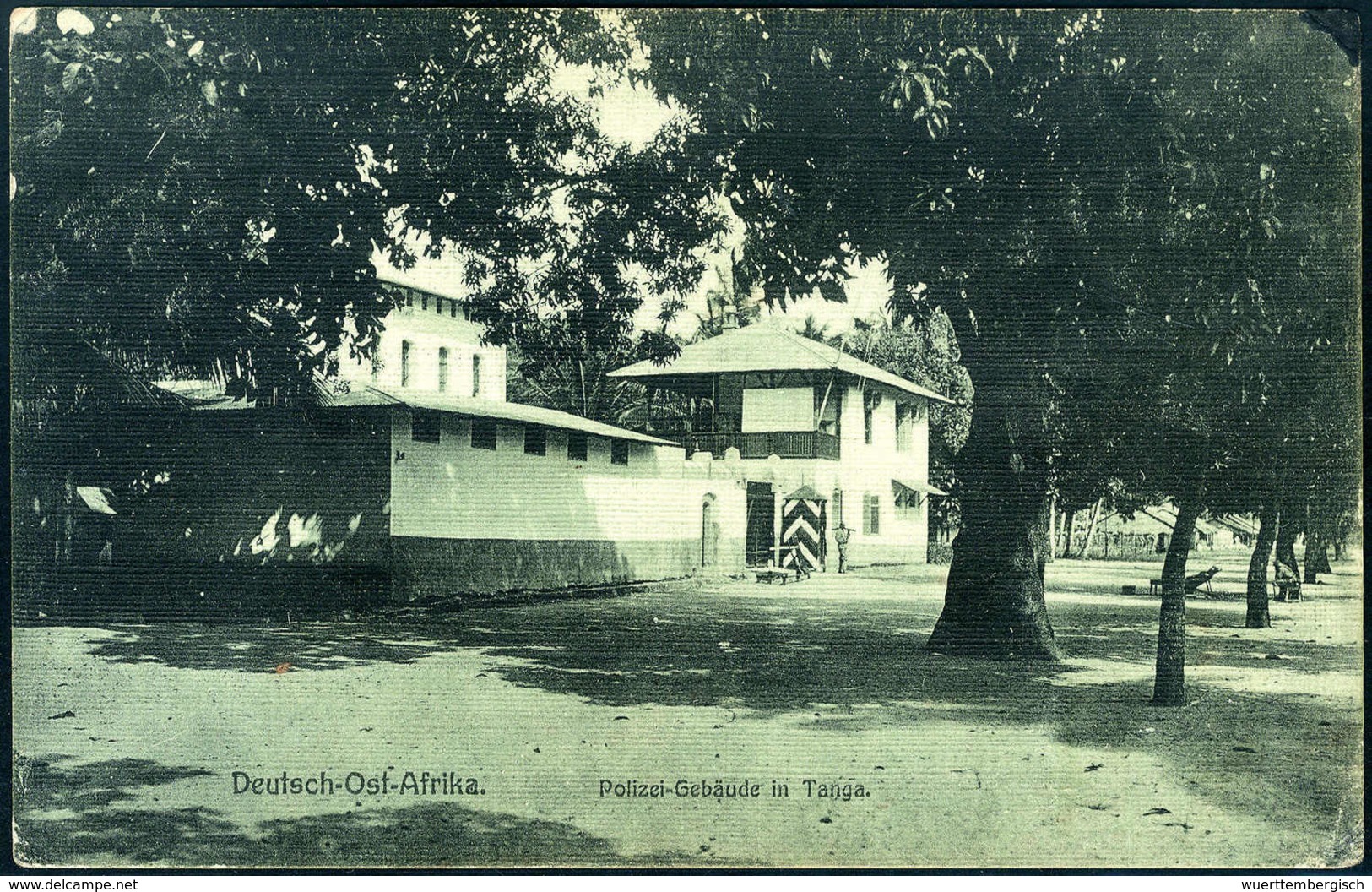 Beleg (1912), "Polizei-Gebäude In Tanga", Seltene Foto-AK. - Autres & Non Classés