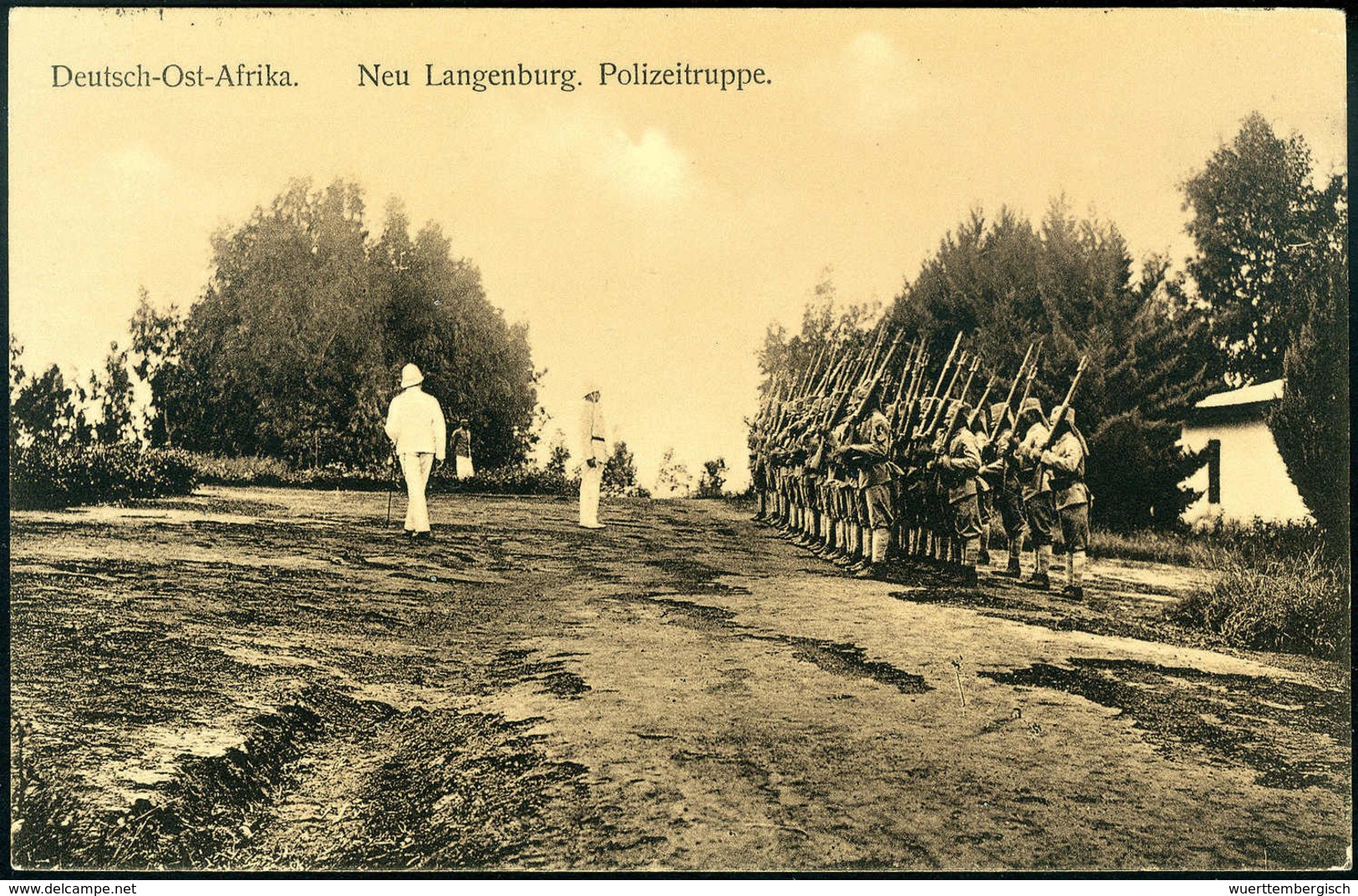 Beleg 1913, "Polizeitruppe Neu Langenburg", Seltene Foto-AK (ohne Marke). - Altri & Non Classificati