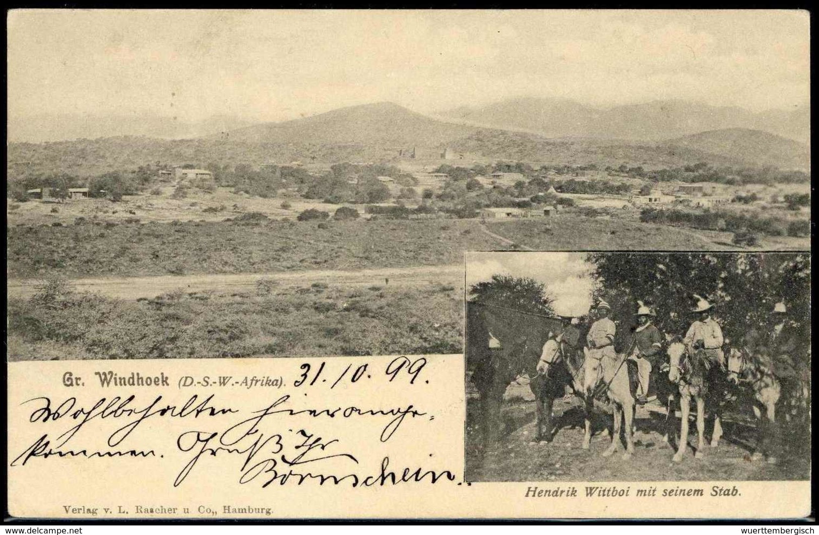 Beleg 1899, "Hendrik Wittboi Mit Seinem Stab", Schöne Foto-AK "Gr.Windhoek" Mit 5 Pfg. Nach Swakopmund. (Michel: 6) - Autres & Non Classés