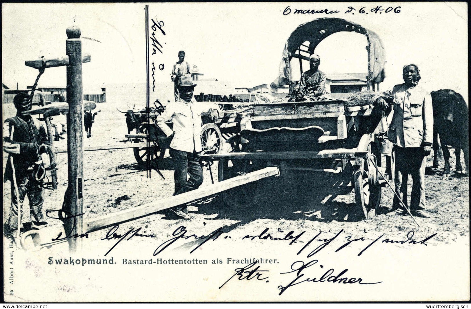 Beleg 1906, "Bastard-Hottentotten Als Frachtfahrer", Seltene Foto-AK Mit Stempel OKOMBAHE 8/4 06. - Autres & Non Classés