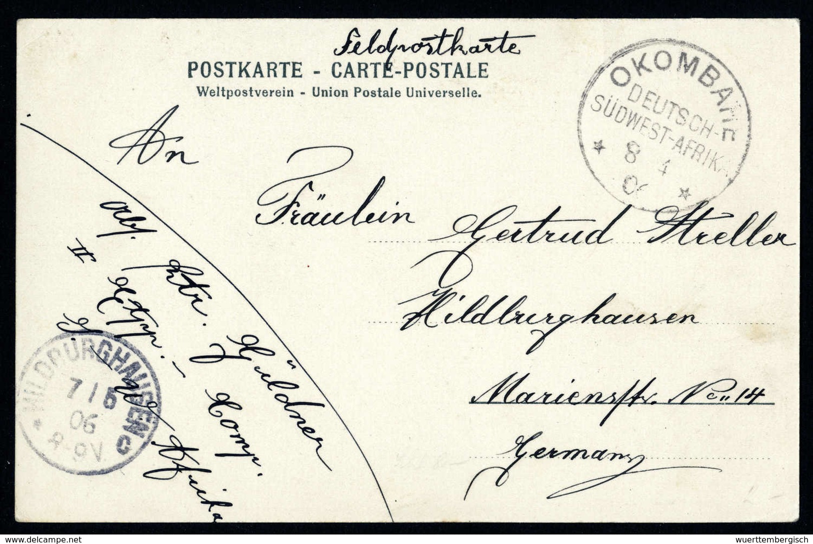 Beleg 1906, "Bastard-Hottentotten Als Frachtfahrer", Seltene Foto-AK Mit Stempel OKOMBAHE 8/4 06. - Other & Unclassified