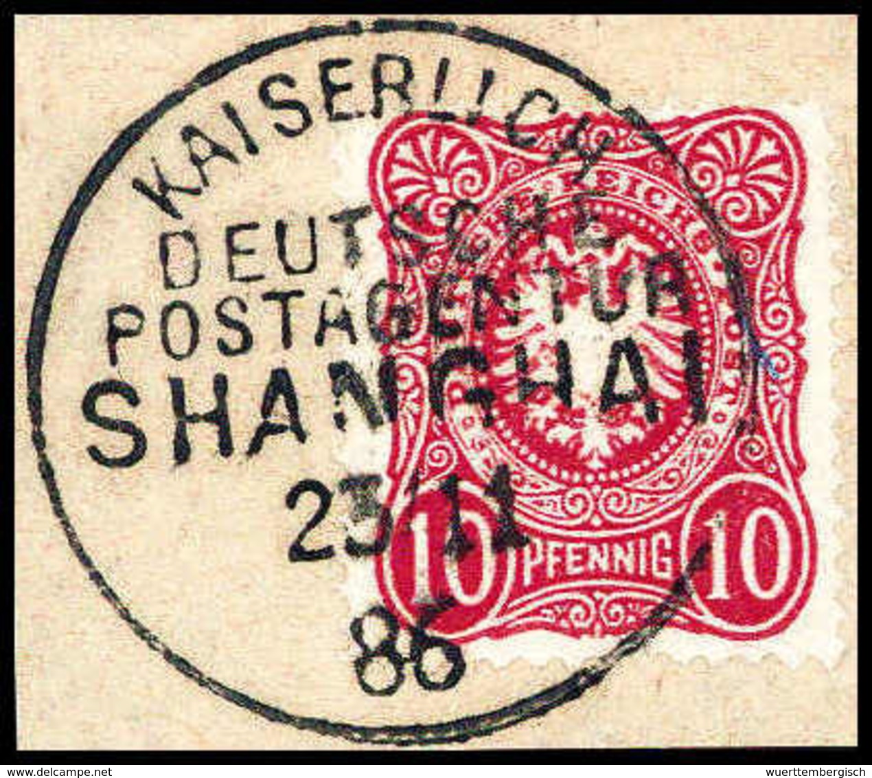 Briefst. 10 Pfg., Ideales Bfstk. Mit Stempel KDPA SHANGHAI 23/11 86.<br/><b>Katalogpreis: 100,-+</b> (Michel: V41b) - Sonstige & Ohne Zuordnung