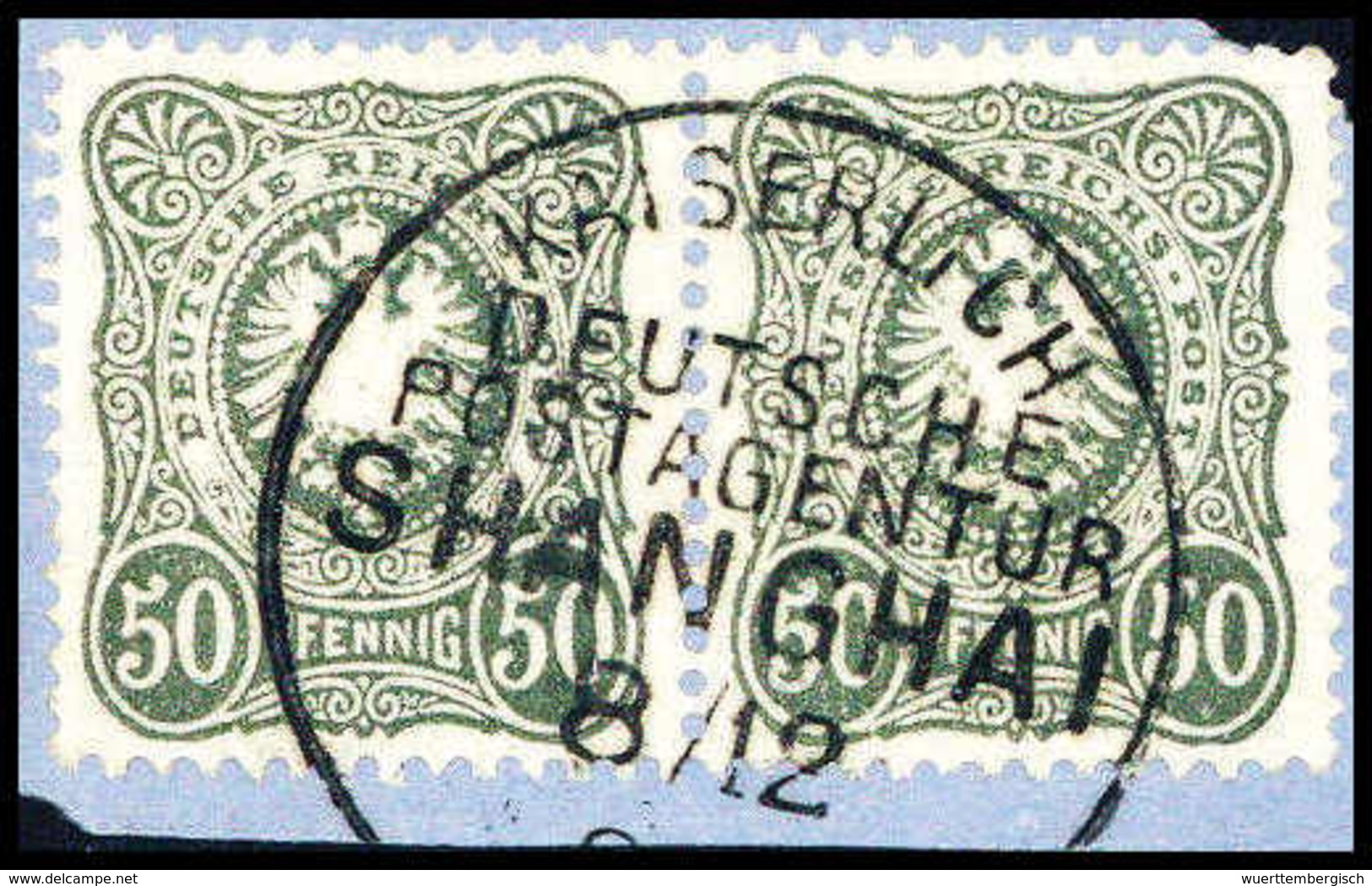 Briefst. 50 Pfg., Tadelloses, Waagr. Paar Mit Schönem Stempel KDPA SHANGHAI Auf Bfstk.<br/><b>Katalogpreis: 160,-+</b> ( - Altri & Non Classificati