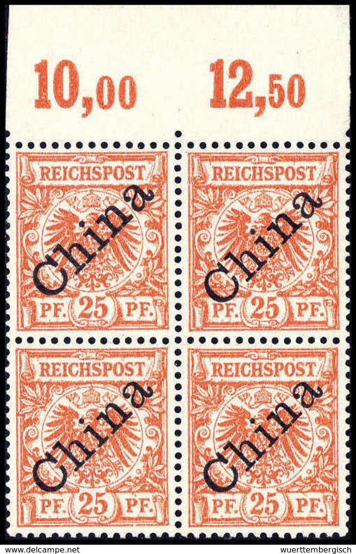 ** 25 Pfg., Tadellos Postfr. Oberrand-Viererblock. Selten.<br/><b>Katalogpreis: 1.520,-+</b> (Michel: 5Ib(4)) - Sonstige & Ohne Zuordnung