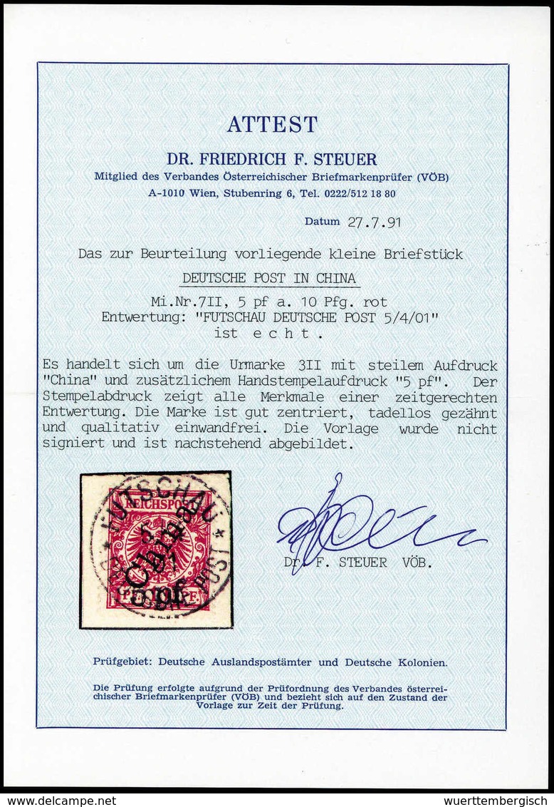 Briefst. 5 Pf. A. 10 Pfg., Futschau-Provisorium, Tadelloses Bfstk. Mit Zentr. Stempel FUTSCHAU 5/4 01, Fotoattest Dr.Ste - Other & Unclassified