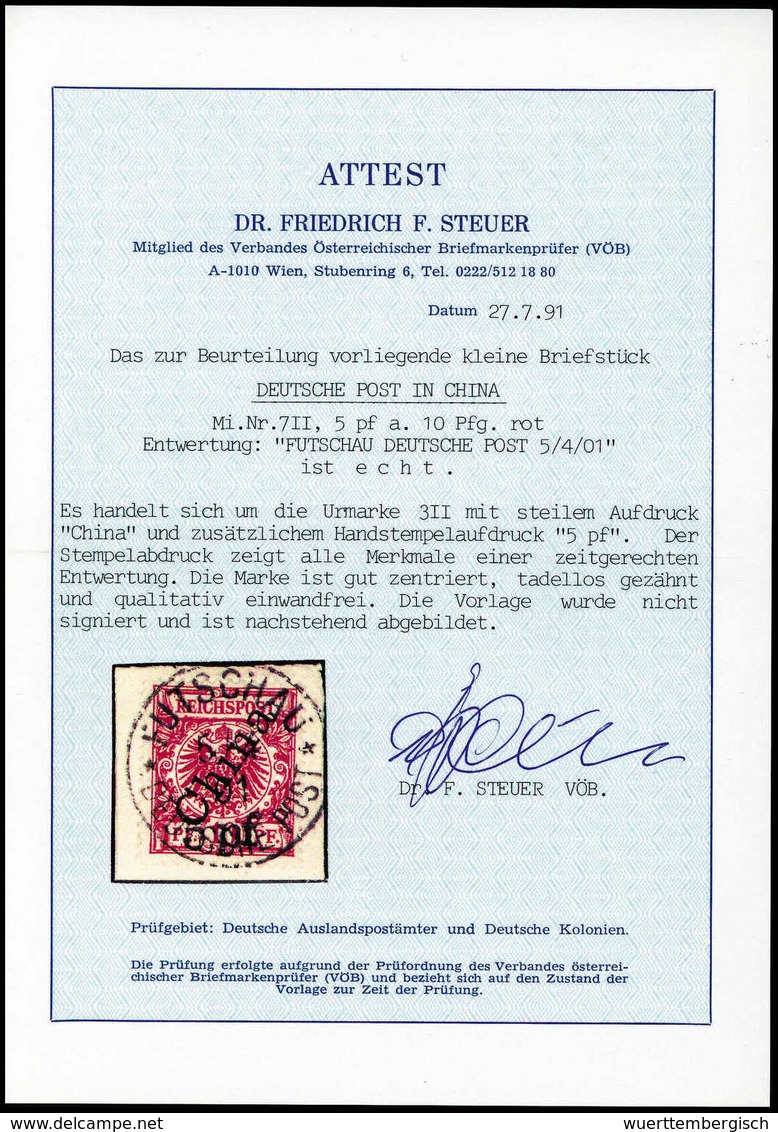 Briefst. 5 Pf. A. 10 Pfg., Futschau-Provisorium, Tadelloses Bfstk. Mit Zentr. Stempel FUTSCHAU 5/4 01, Fotoattest Dr.Ste - Altri & Non Classificati