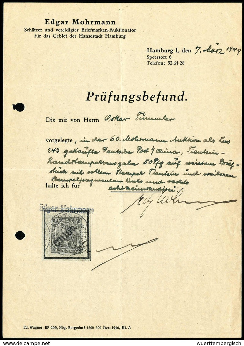 Briefst. 50 Pfg., Tadelloses Und Wundervoll Farbfrisches Exemplar Auf Briefstück Mit Klar Und Zentr. Aufges. Stempel TIE - Other & Unclassified