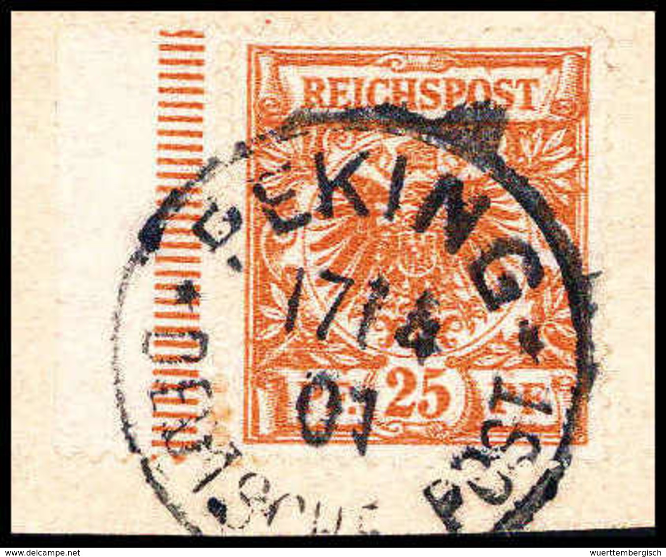 Briefst. 25 Pfg., Tadelloses Exemplar In Besonders Tiefer Farbe, Li. Mit Bogenrand Auf Bfstk., Klarer Stempel PEKING 17/ - Altri & Non Classificati