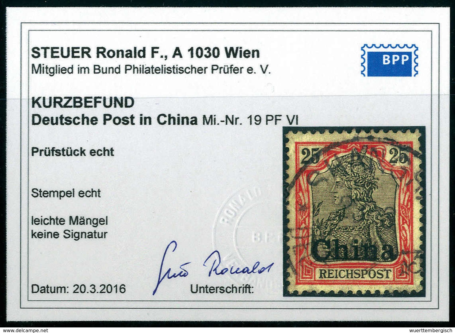 Gest. 25 Pfg., Plattenfehler VI, Schönes Exemplar Mit Zentr. Stempel SHANGHAI (kl. Beanstandung), Fotobefund Steuer BPP. - Other & Unclassified