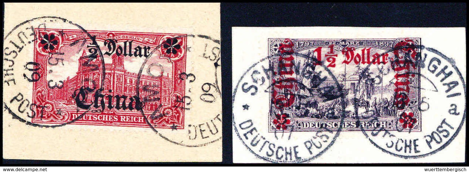 Briefst. ½ Und 1½ $, Zwei Tadellose, Schön Gestplt. Briefstücke.<br/><b>Katalogpreis: 145,-+</b> (Michel: 34B,36B) - Autres & Non Classés