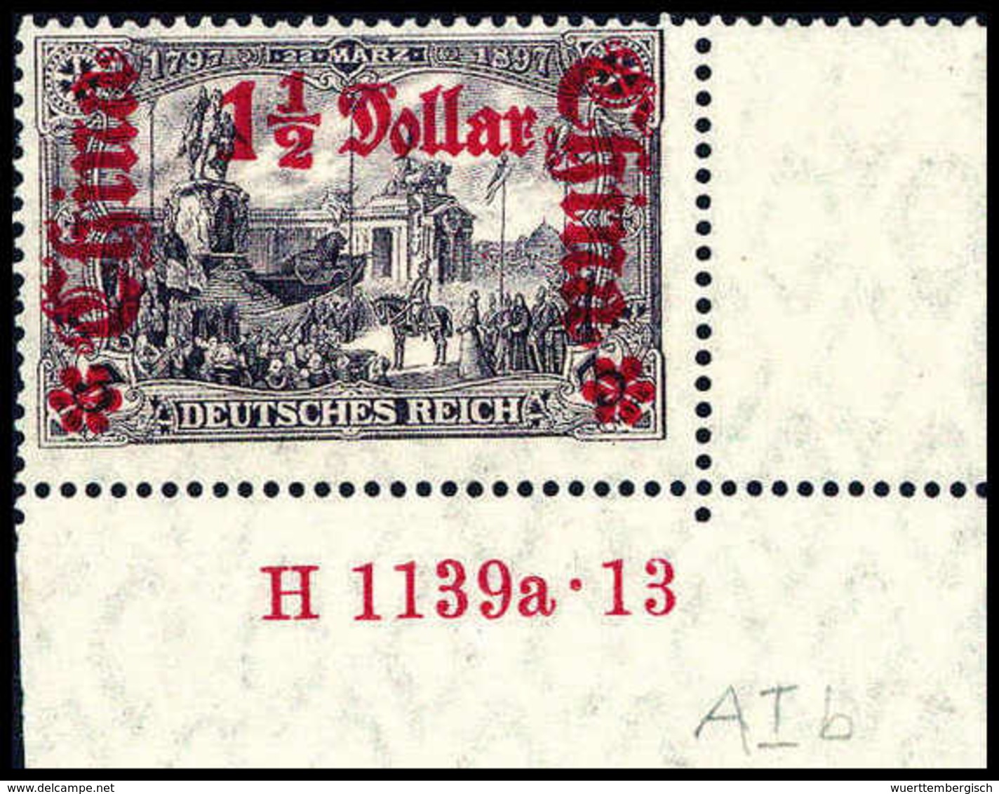 ** 1½ $, Tadellos Postfr. Bogenecke Re. Unten (Falz Im Re. Rand), HAN "H 1139a.13", Fotoattest Steuer BPP.<br/><b>Katalo - Autres & Non Classés