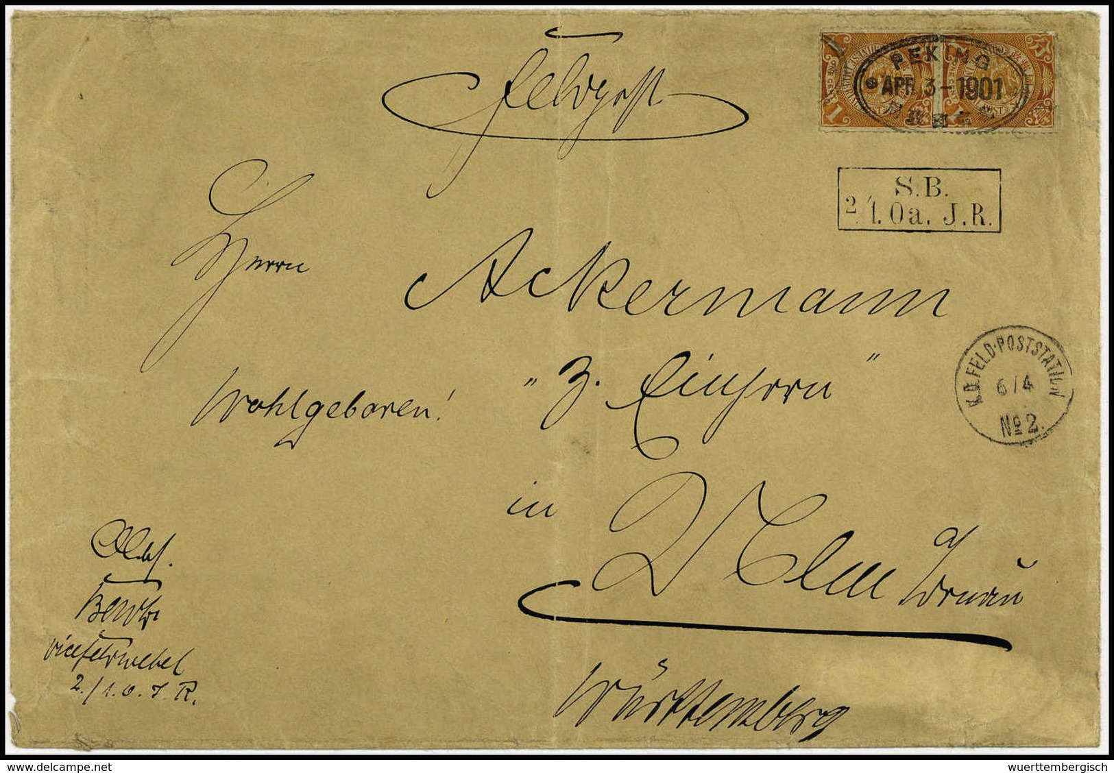 Beleg K.D.FELD-POSTSTATION No.2 6/4 (1901) Auf Interes., Großformatigem Feldpostbrief Nach Dtld., Oben Zufrankiert Ein V - Sonstige & Ohne Zuordnung