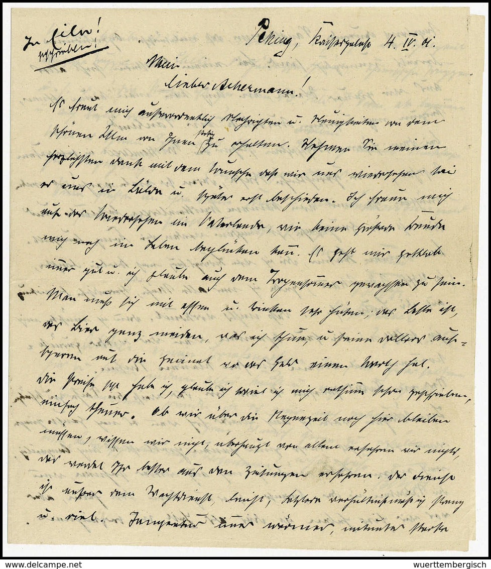 Beleg K.D.FELD-POSTSTATION No.2 6/4 (1901) Auf Interes., Großformatigem Feldpostbrief Nach Dtld., Oben Zufrankiert Ein V - Other & Unclassified