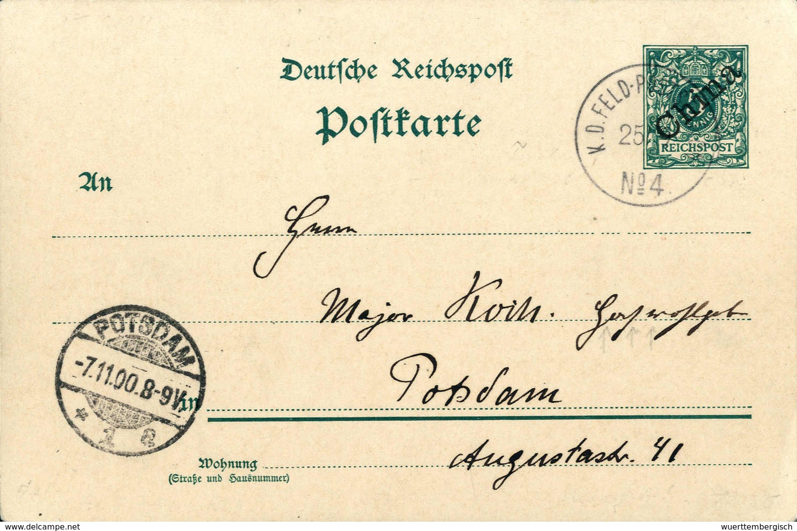 Beleg K.D.FELD-POSTSTATION No.4 25/9 (1900), Ideal Auf Postkarte 5 Pfg. Nach Potsdam Mit Ak.-Stempel (o. Text). (Michel: - Autres & Non Classés