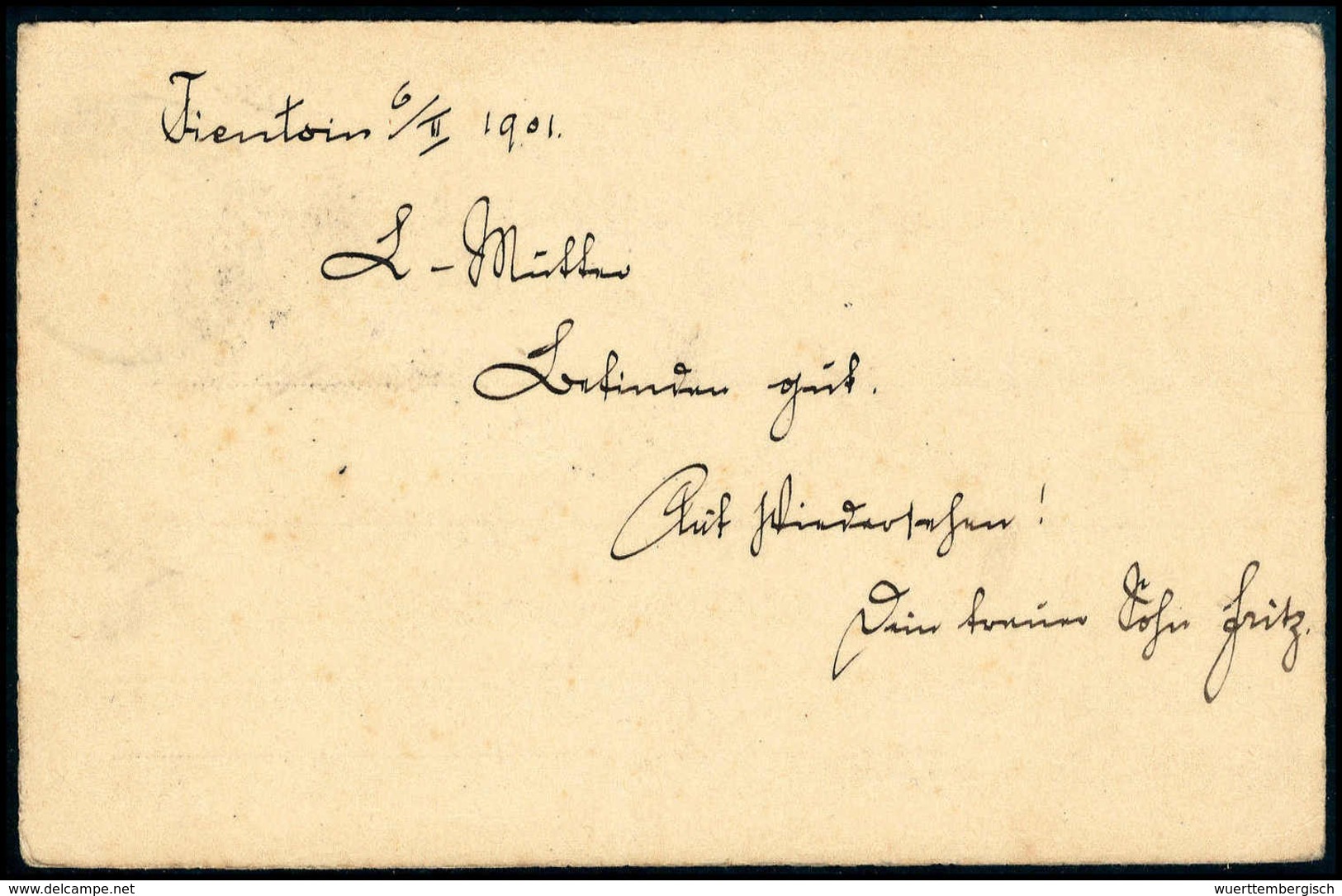 Beleg SHANHAIKUAN DP, K2 Mit Hs. Eingesetztem Datum "6.II 1901" Auf Tadelloser Feldpostkarte Nach Dtld. Mit Ak.-Stempel. - Sonstige & Ohne Zuordnung