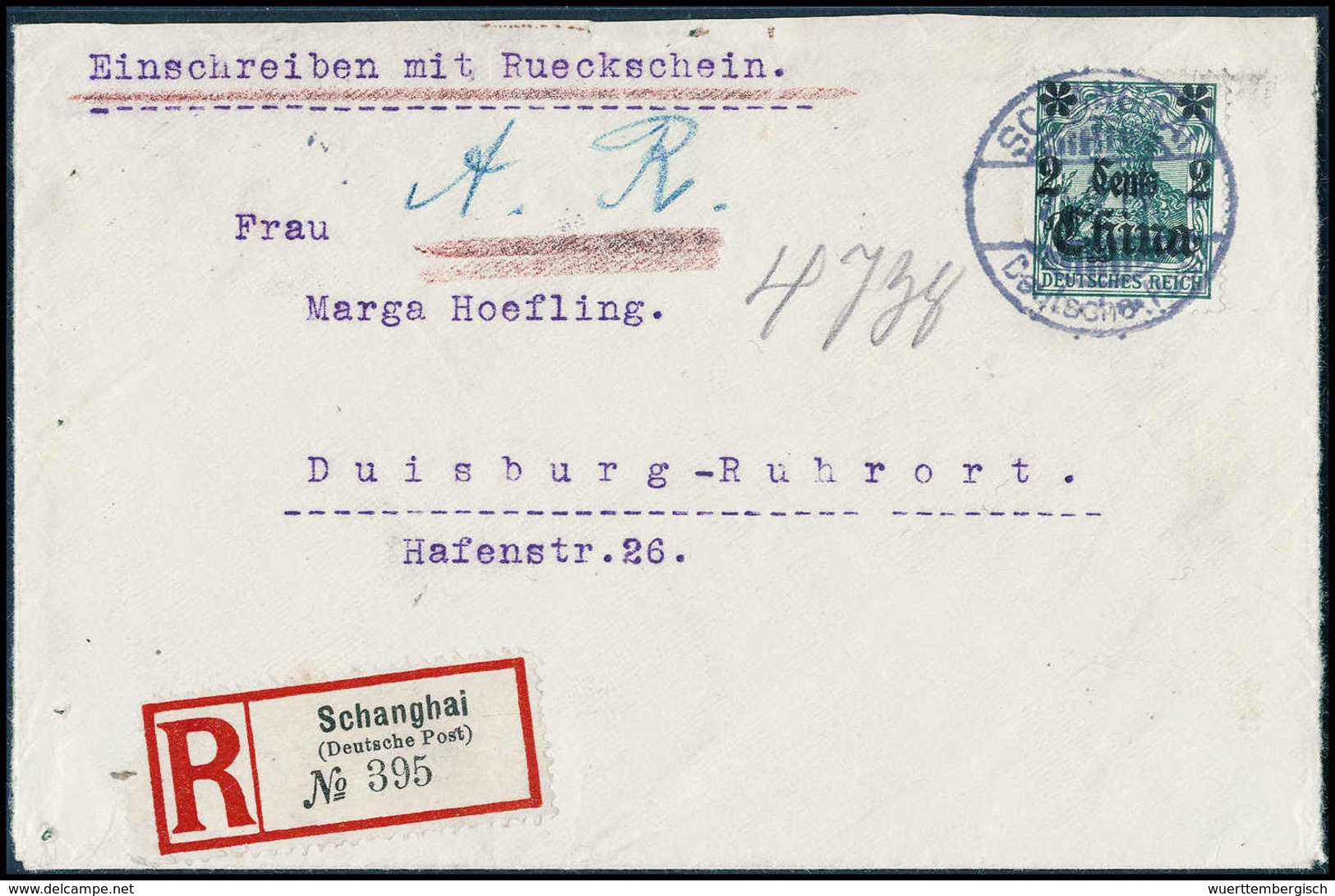 Beleg Einschreibe-Rückscheinbrief 1915: 2 C. Mit 4 C., 10 C. Und 20 C. Vs. Und Rs. Auf Tarifmäßig Frankiertem Einschreib - Autres & Non Classés