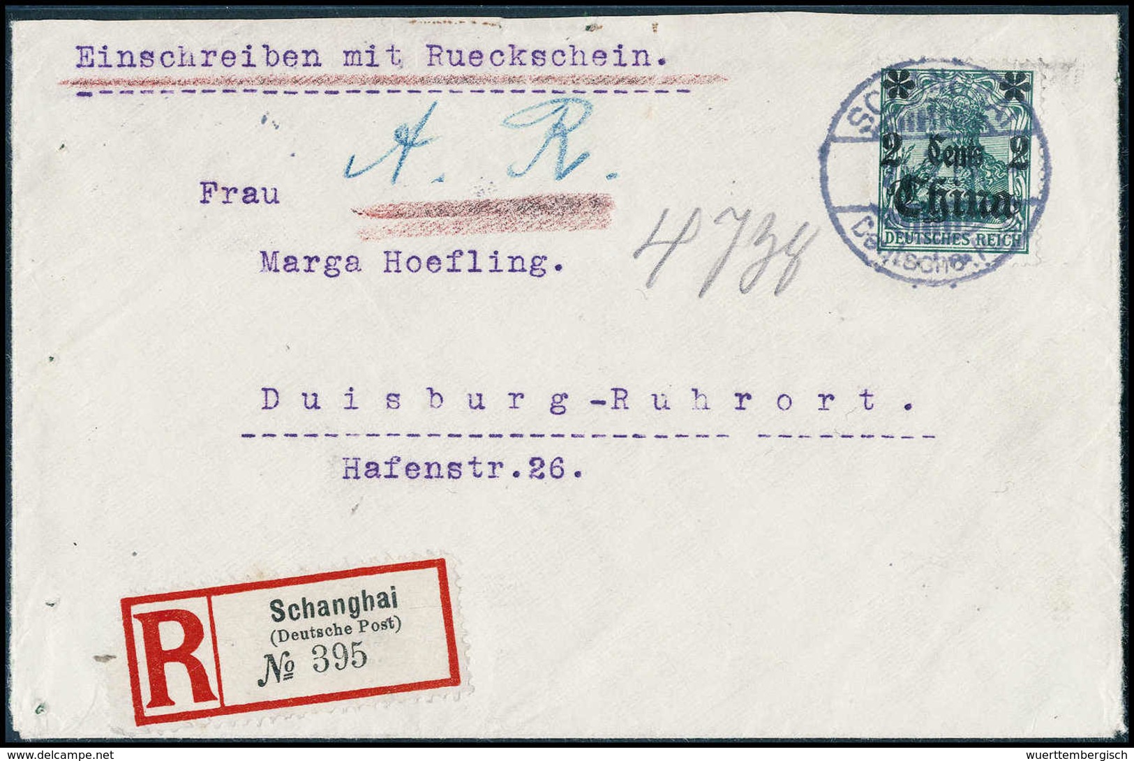 Beleg Einschreibe-Rückscheinbrief 1915: 2 C. Mit 4 C., 10 C. Und 20 C. Vs. Und Rs. Auf Tarifmäßig Frankiertem Einschreib - Sonstige & Ohne Zuordnung