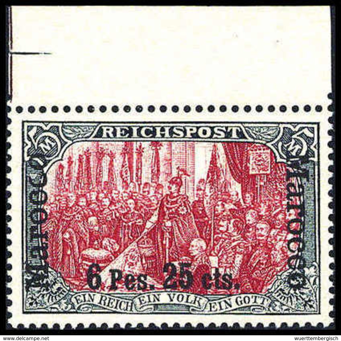 ** 6,25 Pes., Tadellos Postfrisches Oberrandstück, Sign. Jäschke-L.BPP.<br/><b>Katalogpreis: 600,-</b> (Michel: 19II) - Altri & Non Classificati