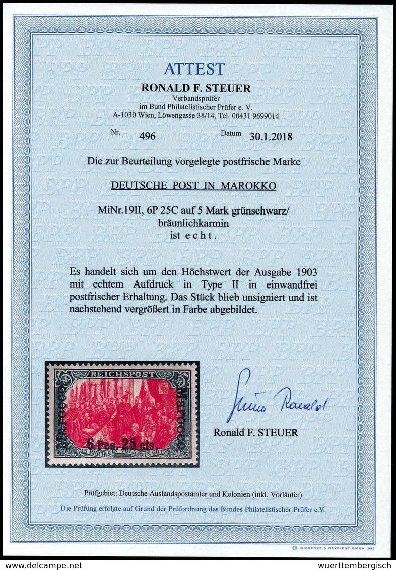 ** 6,25 Pes., Tadellos Postfr., Fotoattest Steuer BPP.<br/><b>Katalogpreis: 600,-</b> (Michel: 19II) - Sonstige & Ohne Zuordnung