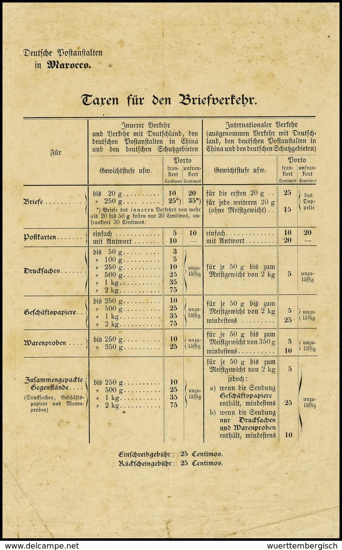 Beleg (1907), Zeitgenössischer Aushangzettel "Taxen Für Den Briefverkehr" Mit Auflistung Der Verschiedenen Portostufen U - Autres & Non Classés