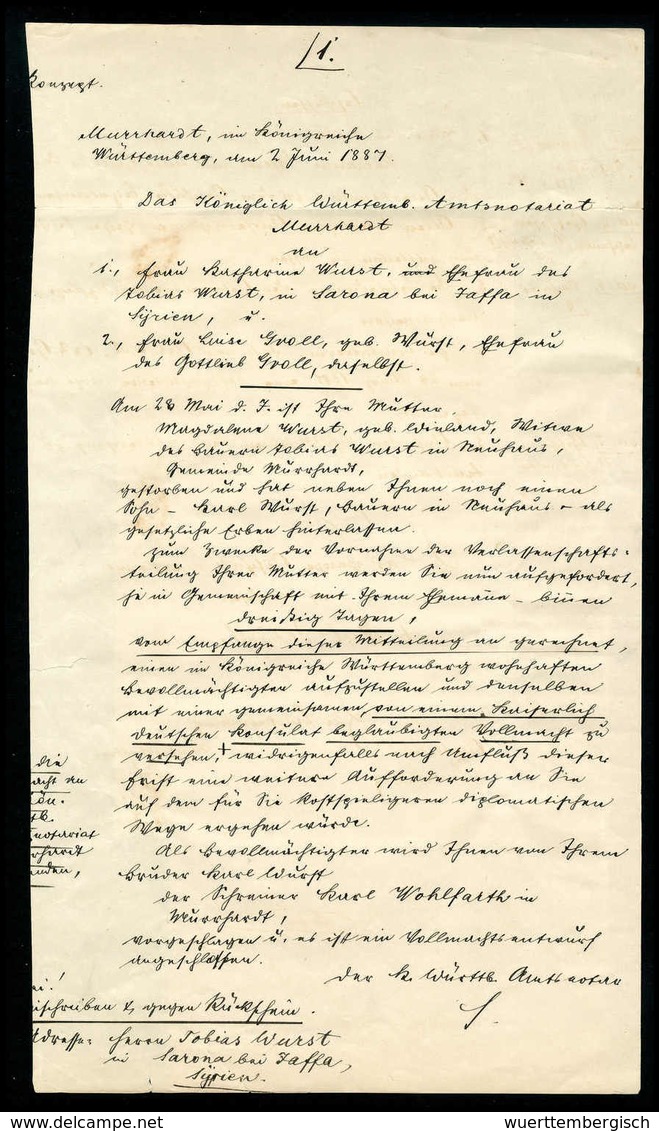 Beleg Komplette Rückschein-Dokumentation: MURRHARDT 2/6 87, K1 Klar Auf Violettem Rückschein Einer Einschreibesendung Au - Sonstige & Ohne Zuordnung