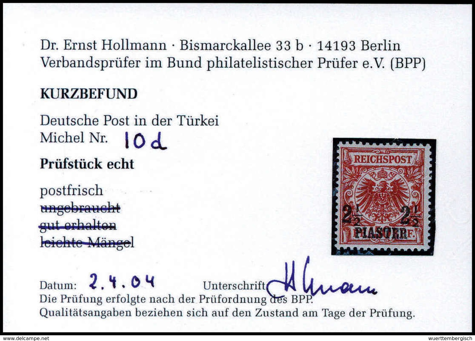 ** 10 P.-2½ Pia., Tadellos Postfr. Serie, Höchstwerte Mit Fotobefunden Steuer Bzw. Hollmann BPP.<br/><b>Katalogpreis: 65 - Autres & Non Classés