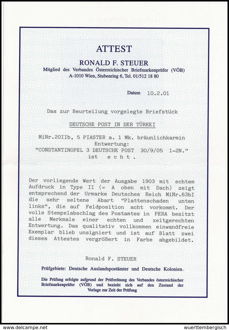 Briefst. 5 Pia., Plf. I, Tadelloses Bfstk. Mit Besonders Schön Aufgesetztem Stempel CONSTANTINOPEL 3. 30/9 05. Ausnahme- - Altri & Non Classificati