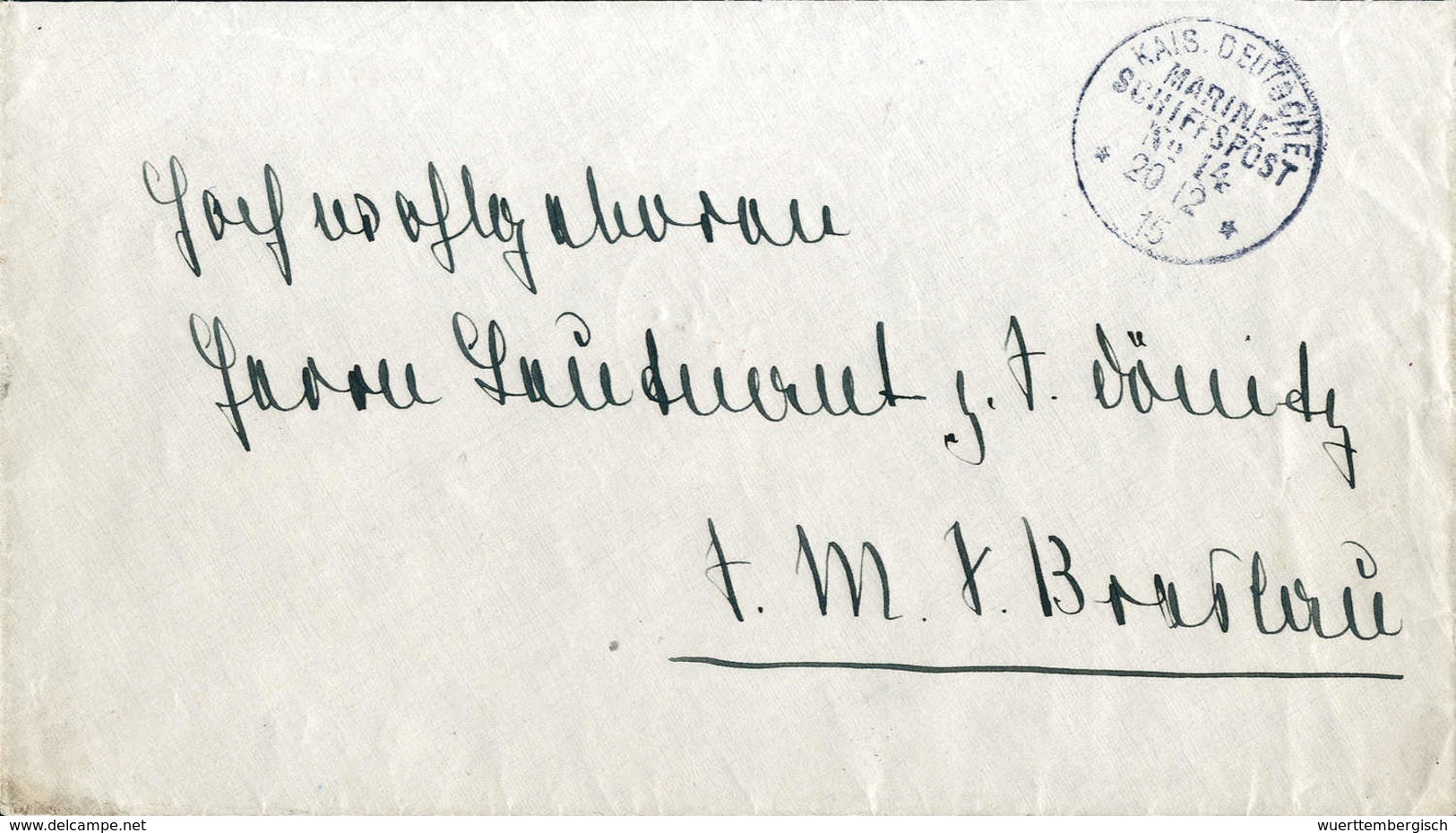 Beleg Brief An Karl Dönitz: K.D.MARINE-SCHIFFSPOST No.14 20/12 15, Klar Auf Schönem Brief An Den Späteren Kommandanten A - Sonstige & Ohne Zuordnung